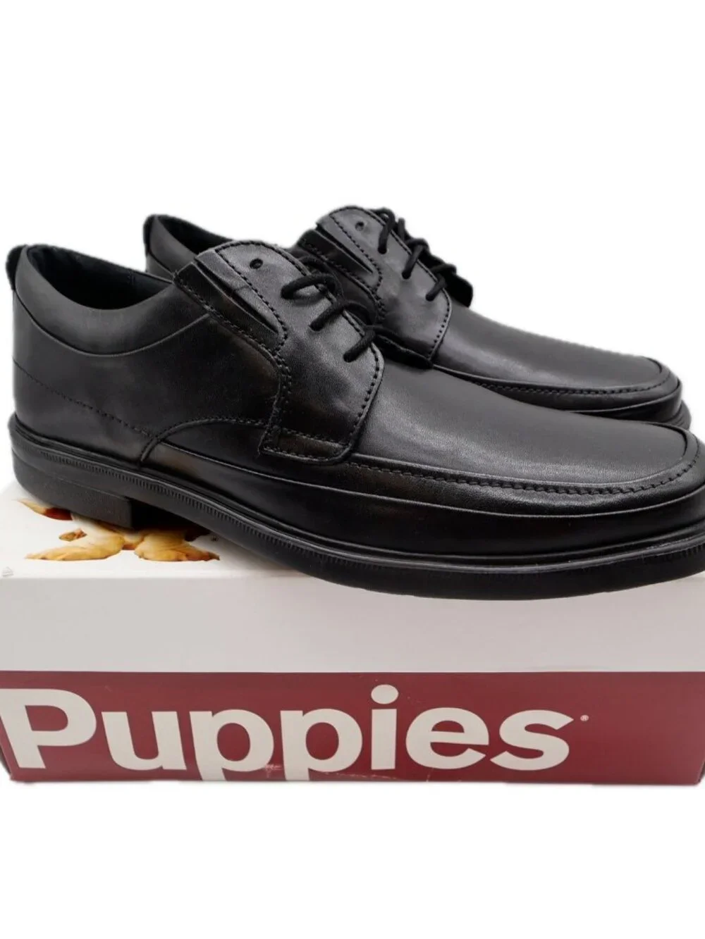 Hush Puppies Prinze Hopper Men's Black Leather Derby Oxford Dress Shoes